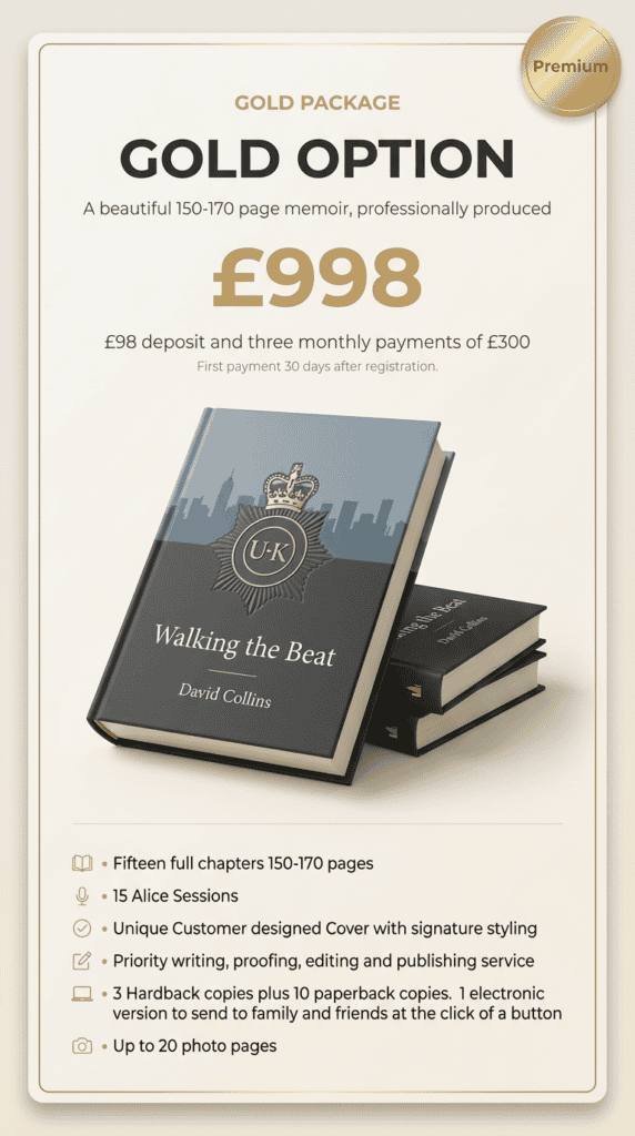 Registration for Gold Package at Talk Your Story event.