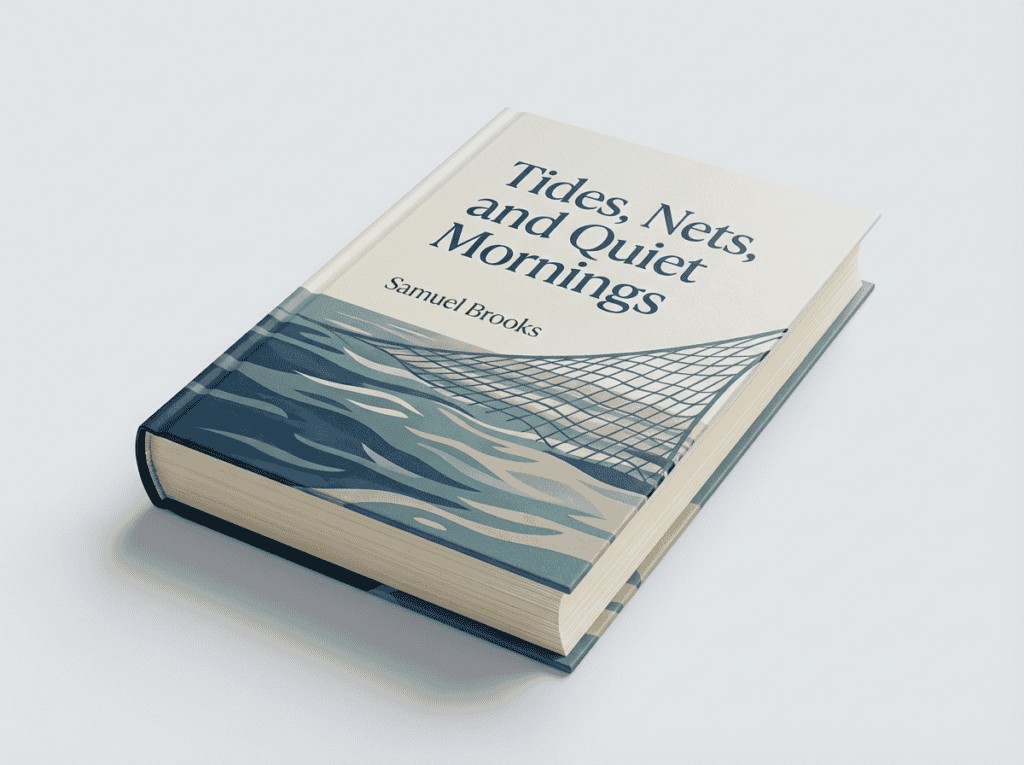 Book titled "Tides, Nets, and Quiet Mornings" by Samuel Brooks.