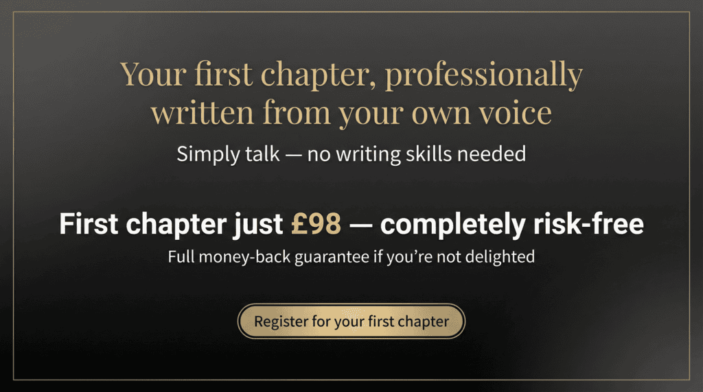Special offer for your first chapter writing from Talk Your Story.